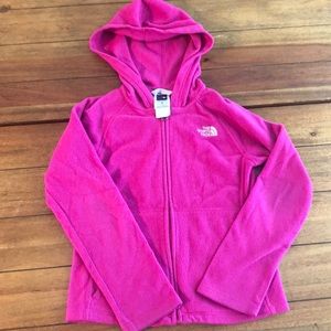 Girls North Face zip up sweater sz 7-8 used
